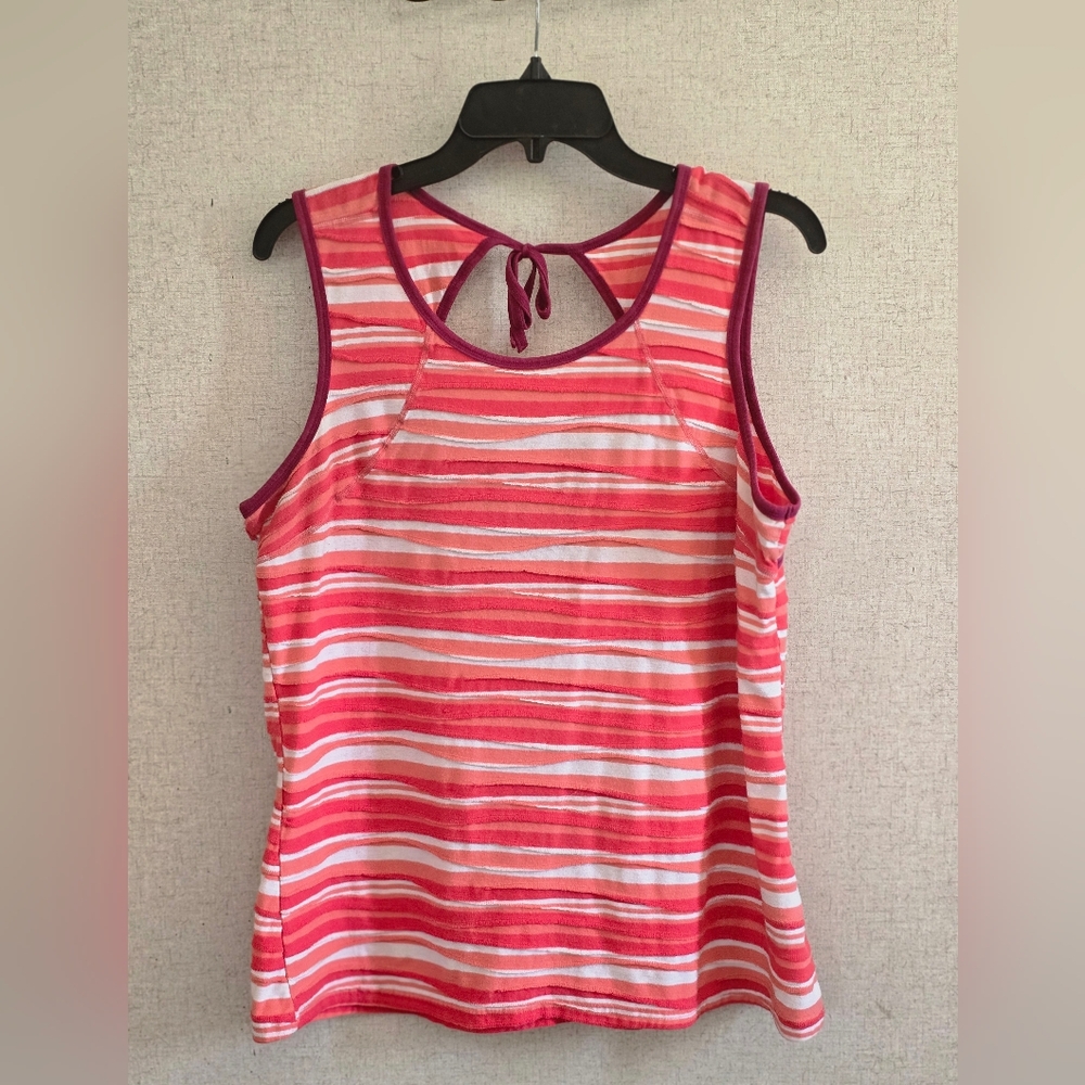 Exofficio Pink & White Striped Tank Top - XL